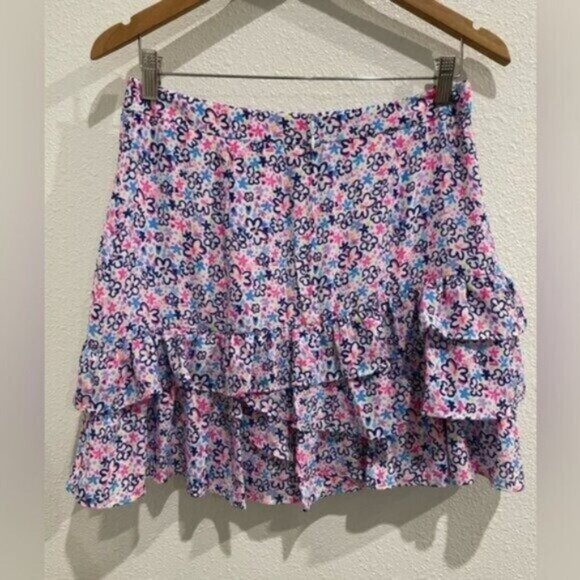 New Lilly Pulitzer Preppy Floral Mini Skirt Ruffle Preppy Feminine Resort - Picture 7 of 9